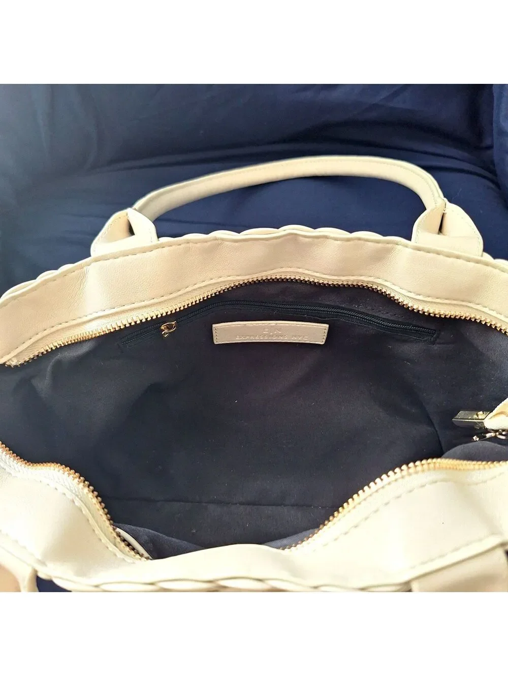 NWT EXPRESSIONS NYC Vegan Small Tote Purse Handbag Beige Taupe